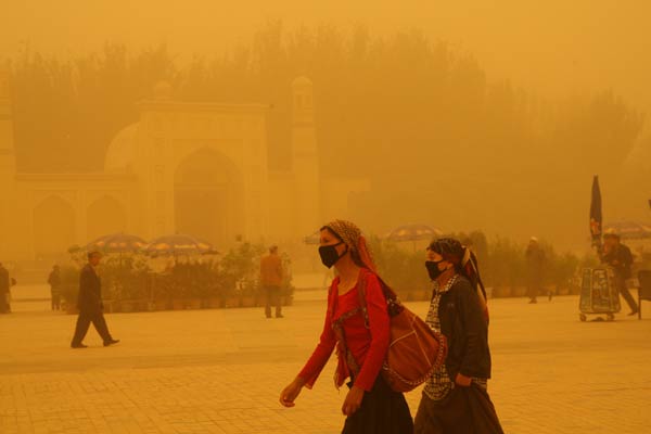 Sandstorms hit NW China, damage crops