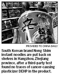 Tests find no DEHP in instant noodles