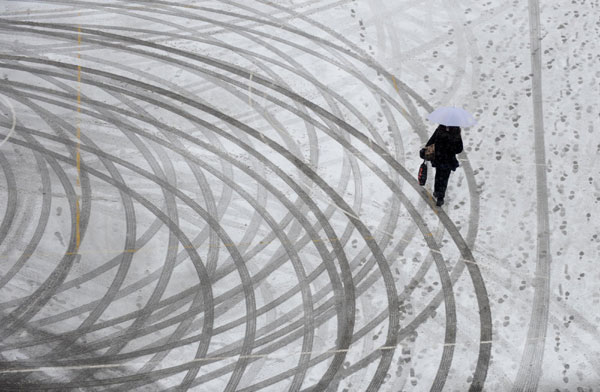 Snow blocks roads, delays flights in NE China