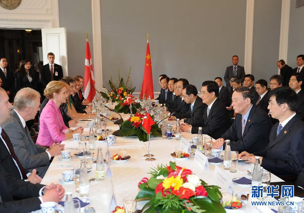 President Hu, Danish PM hold talks on cooperation