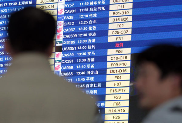 China-US flights cancelled as Sandy blows in