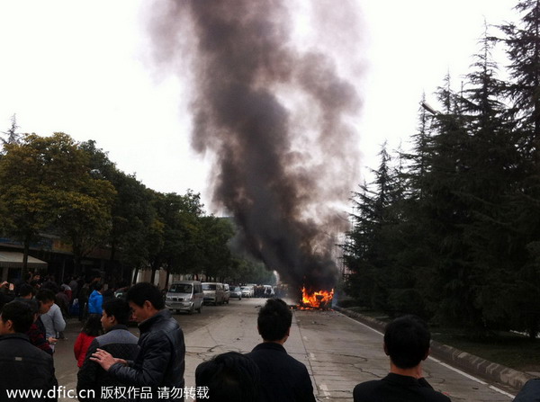 At least five killed in SW China bus fire