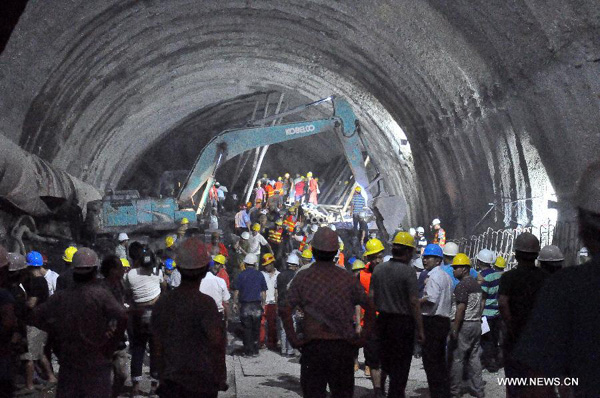 Rescue work continues after tunnel collapse