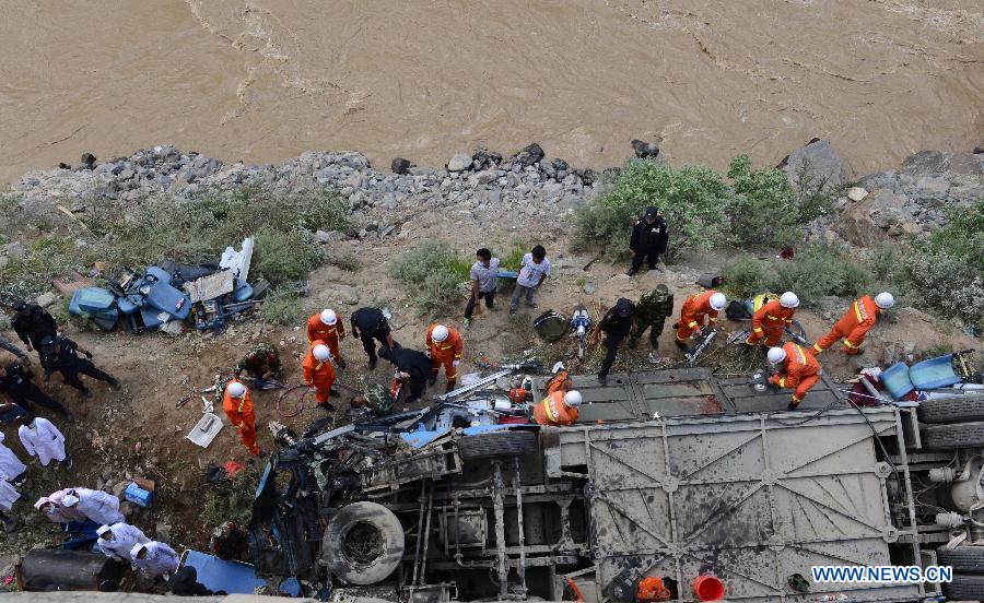 44 killed after Tibet tour bus falls into valley