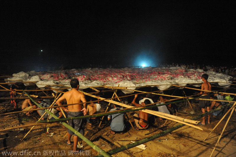 Huge paper sky lantern released in S China