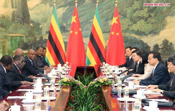 Chinese premier vows support for Zimbabwe, Africa