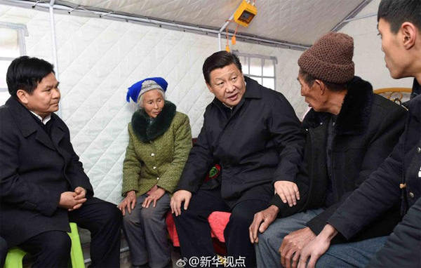 Xi checks up on quake victims