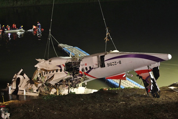 Wreckage of crashed aircraft recovered from water