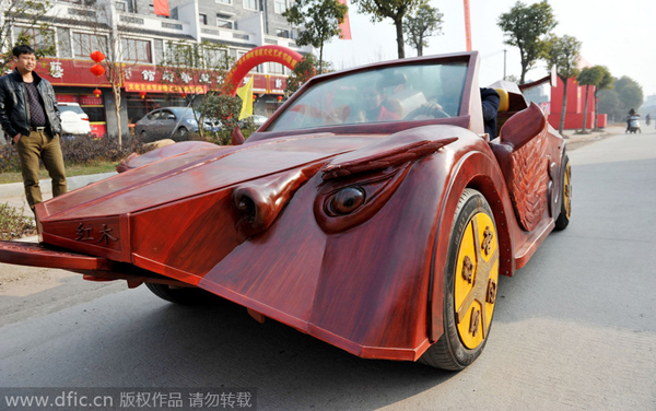 Farmer builds sports car out of wood