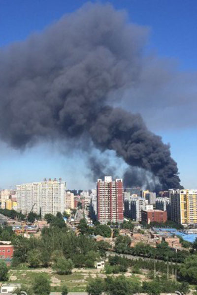 Beijing wood factory on fire