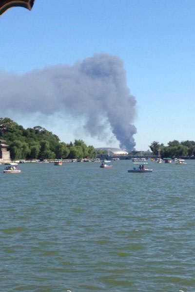 Beijing wood factory on fire