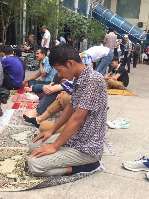 Muslims attend a prayer in Xinjiang