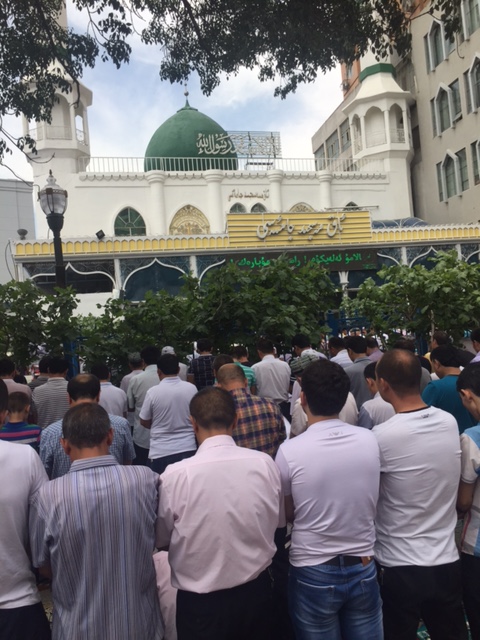 Muslims attend a prayer in Xinjiang