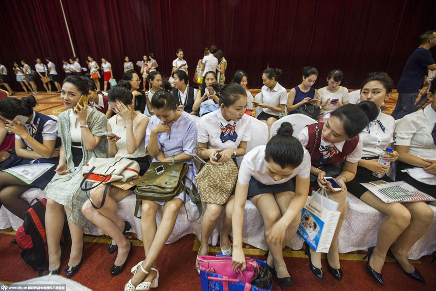 Married women sign up to be flight attendants