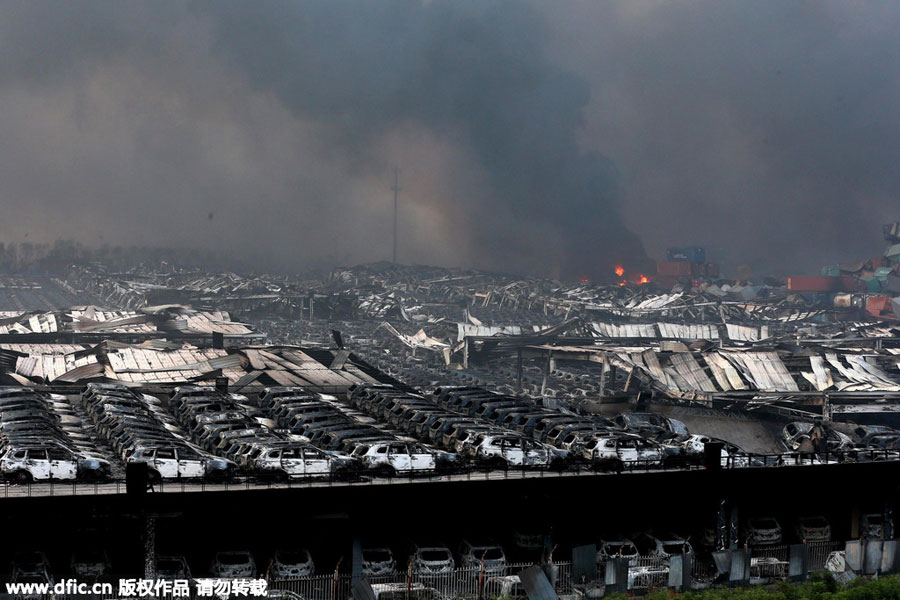 Tianjin blasts turn vehicles into ash