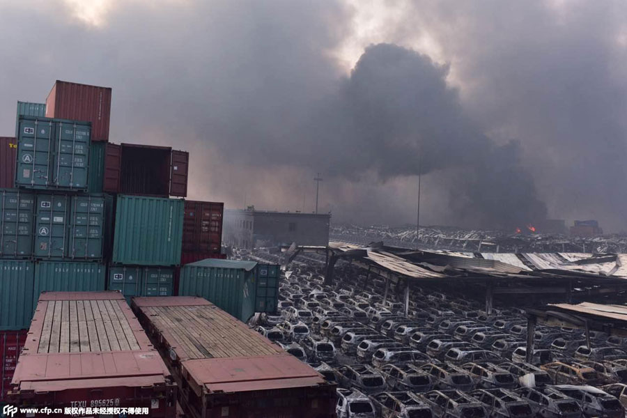 Tianjin blasts turn vehicles into ash