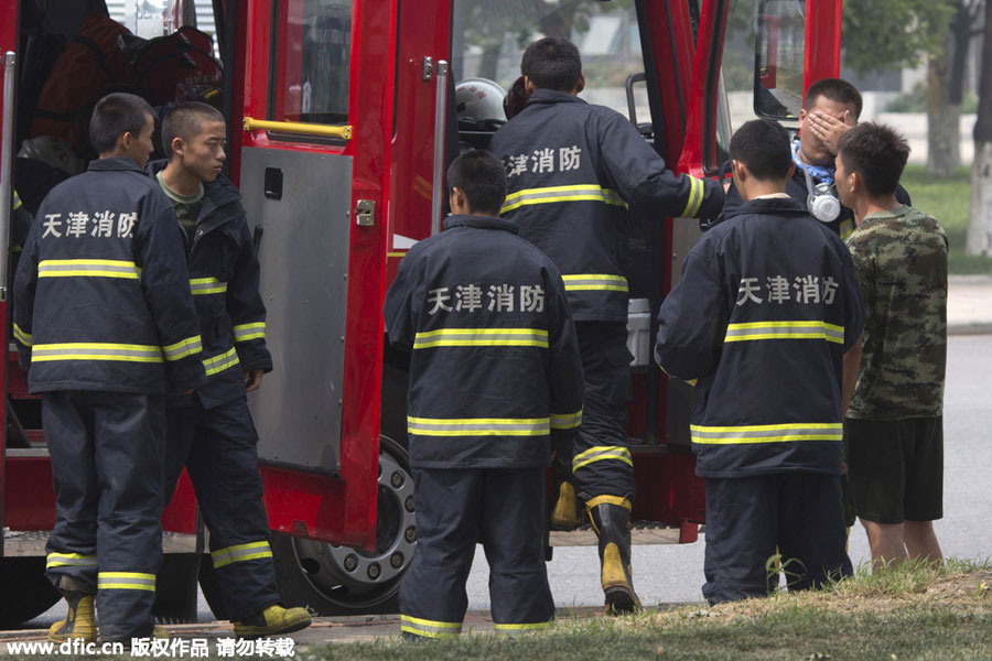 Firefighters: a steady presence at Tianjin blast site