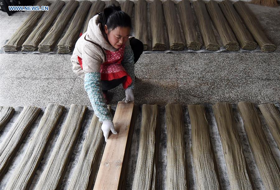 Villagers make sweet potato vermicelli in China's Guangxi