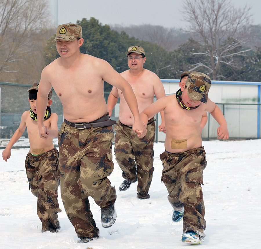 Topless children in wintry cold raises online furor