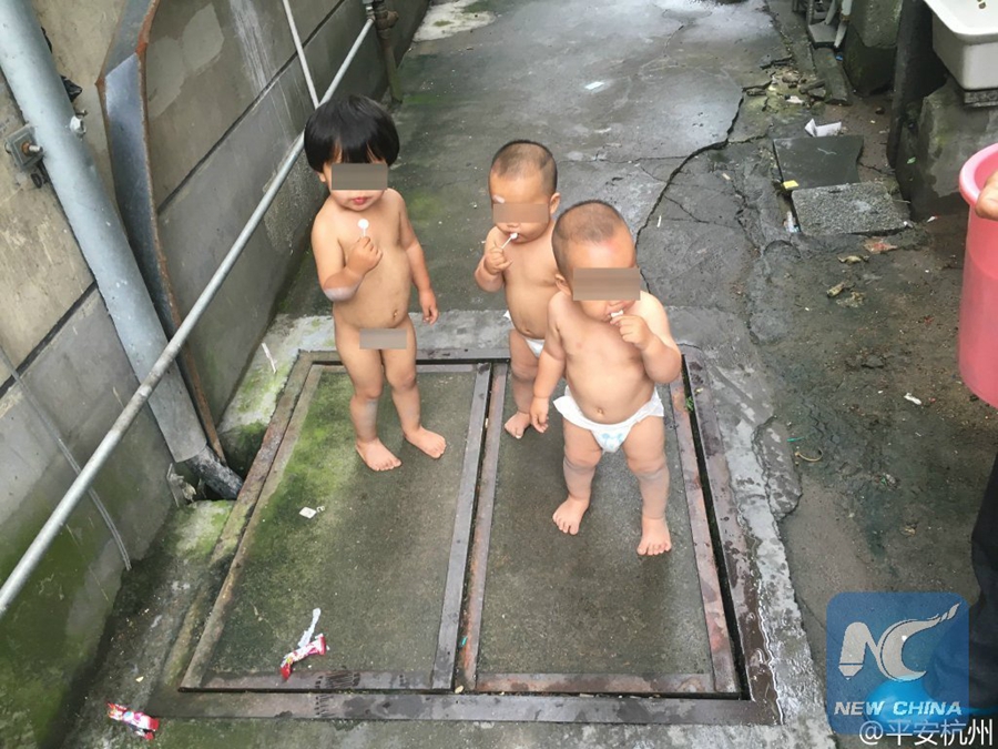 Toddling adventure of three Chinese babies