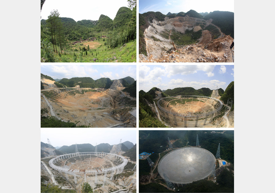 In pics: Installation process of world's largest telescope in China