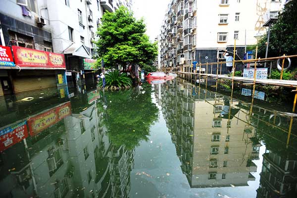 2,000-meter-long makeshift bridge built in flooded Wuhan