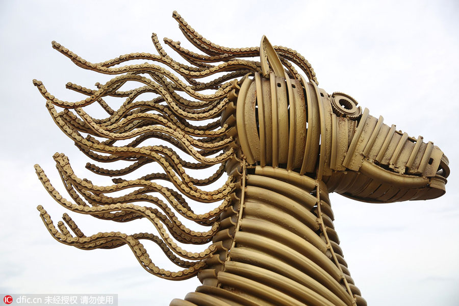 Students turn scrap parts into animal statues