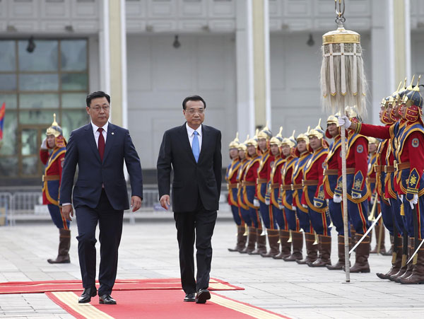 Chinese premier meets Mongolian president in Ulaanbaatar