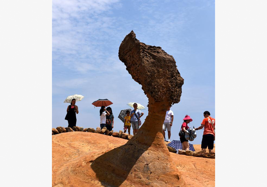 Tourists visit Yehliu Geopark in New Taipei of Taiwan