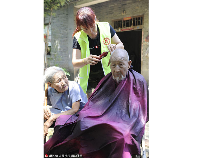 Centenarian couple embrace diamond wedding anniversary