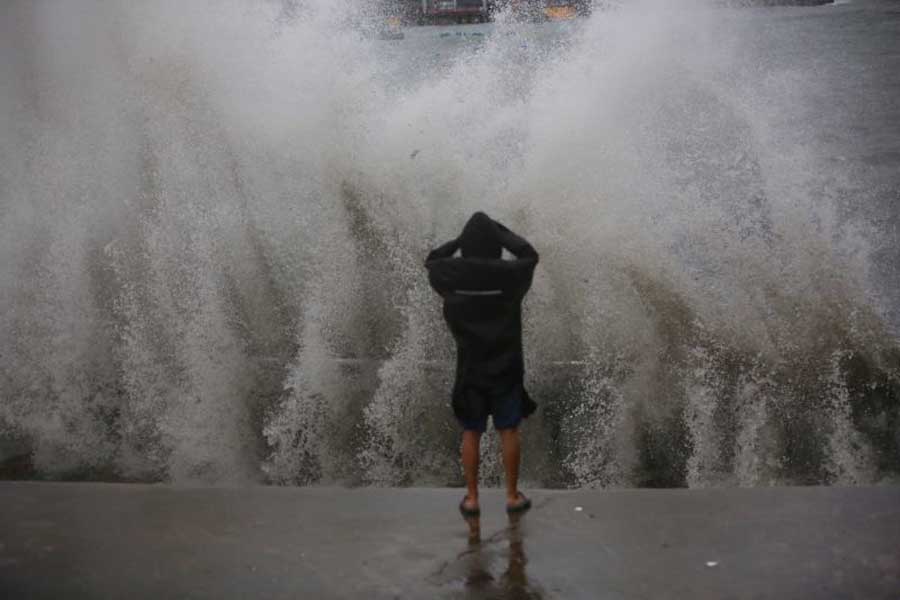 Sports venue turns makeshift shelters as Typhoon Nida lashes Shenzhen