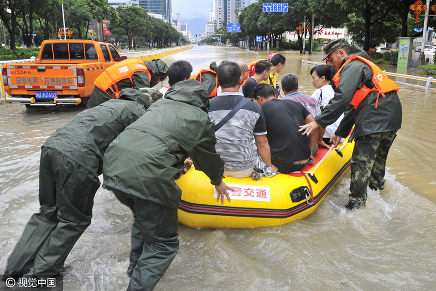 Rescue work at the typhoon-hit provinces