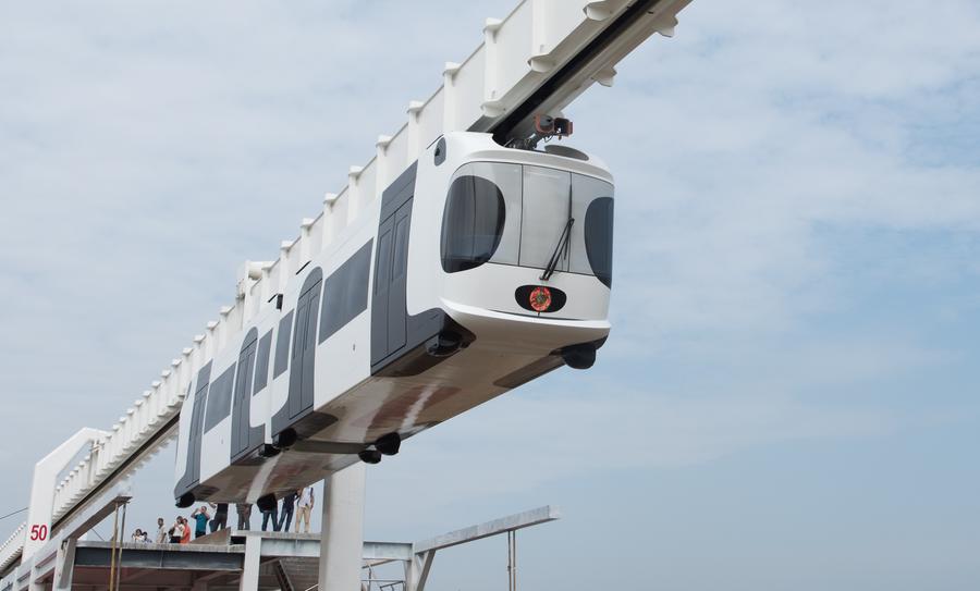 China's first suspension railway completes test run