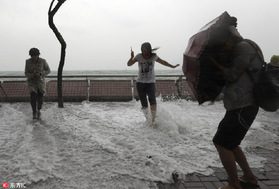 Typhoon lashes into south coast