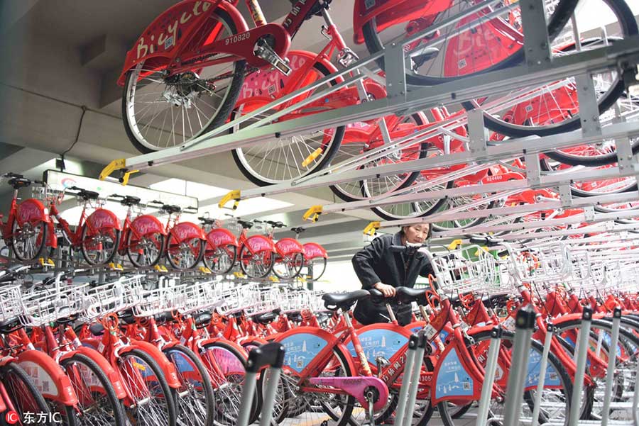 Bi-level bicycle storage in Hangzhou