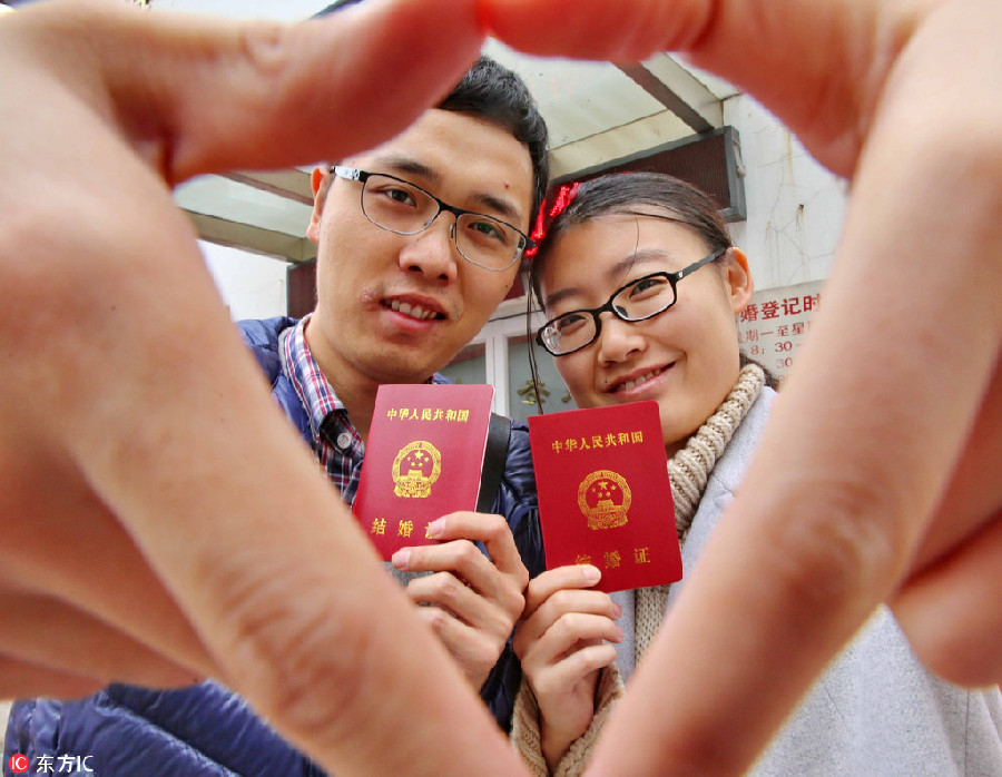 Alone no more: couples marry on Singles Day