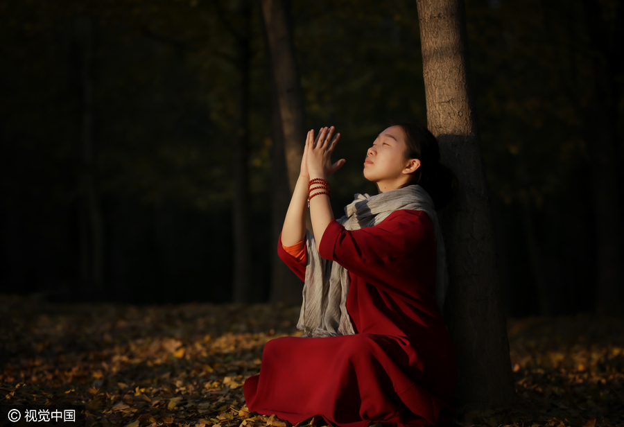 Yoga among the gingko trees