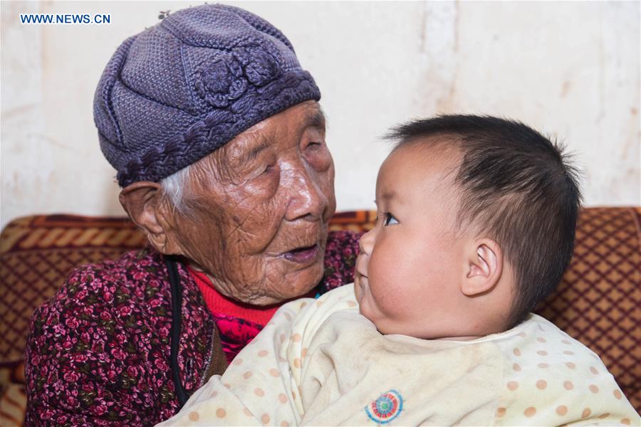 102-year-old woman with her happy life in Yunnan