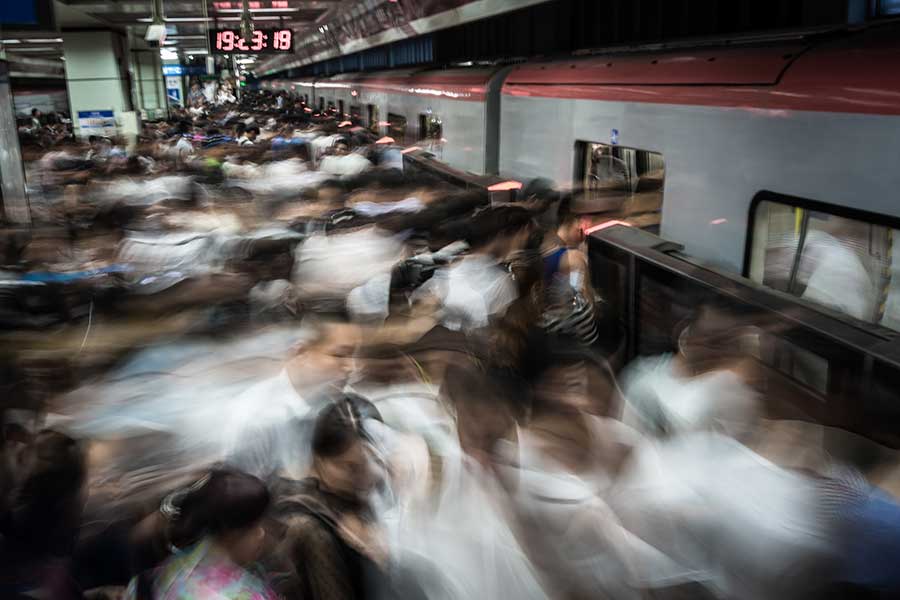 Snapshots of busy people on the move