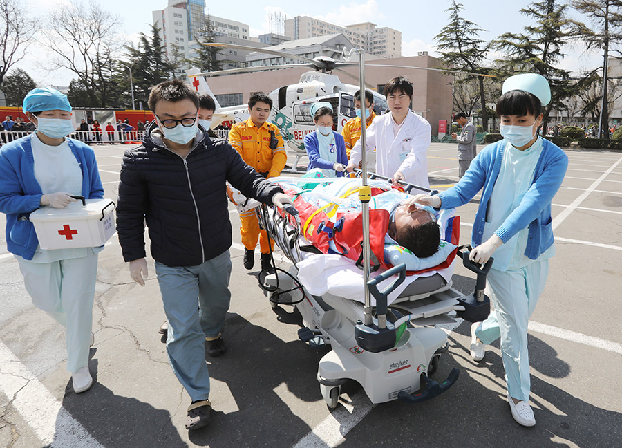 Helicopter assists medical rescue in Beijing