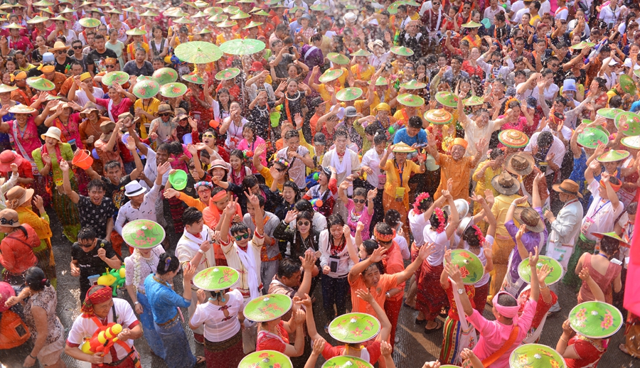 Celebrants mark festival by making a splash