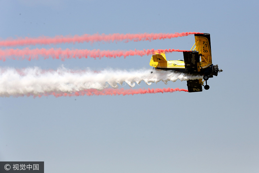 Aerobatics aircraft perform at air show in Henan