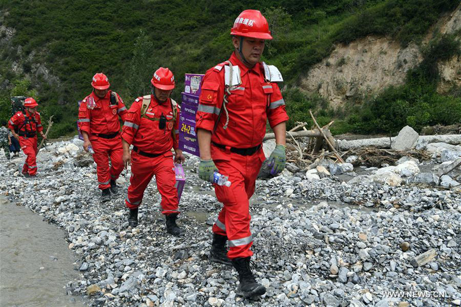 Rescue work underway in flood-hit Wenxian, China's Gansu