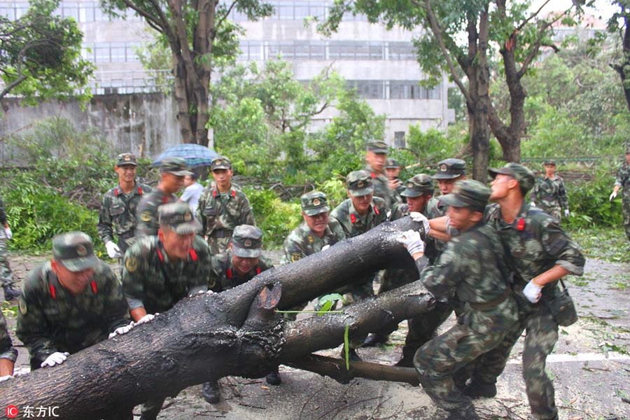 Typhoon Hato leaves a mess