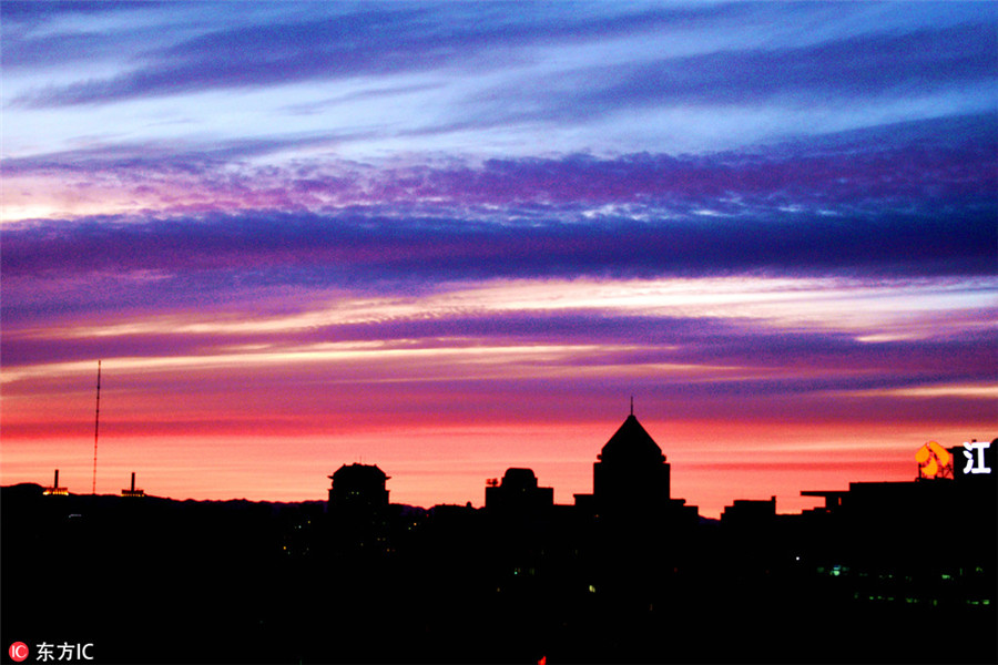 Different shades of Beijing sky: Blue to violet