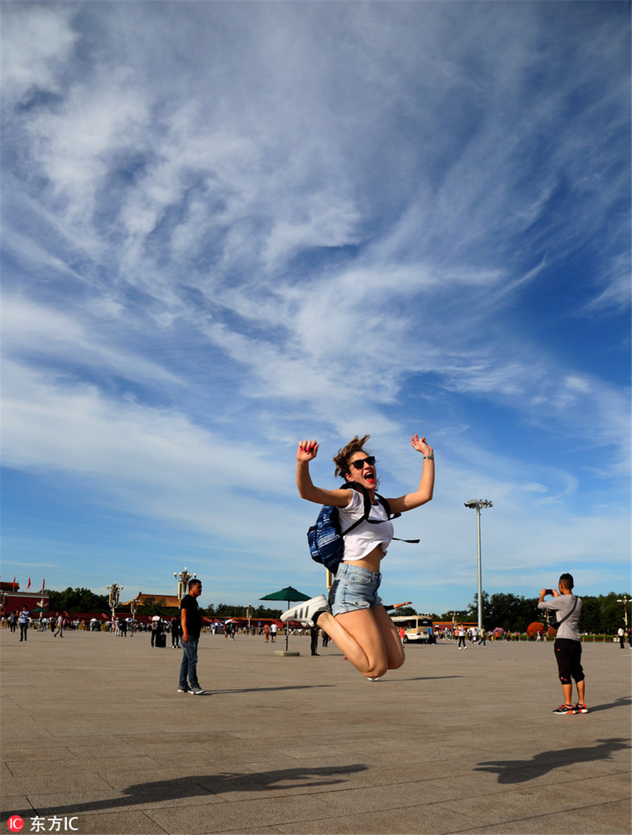 Different shades of Beijing sky: Blue to violet