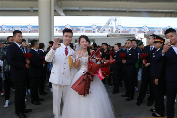 Fairy-tale ride: Couple takes train to wedding