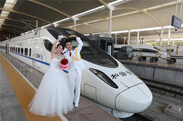 Fairy-tale ride: Couple takes train to wedding