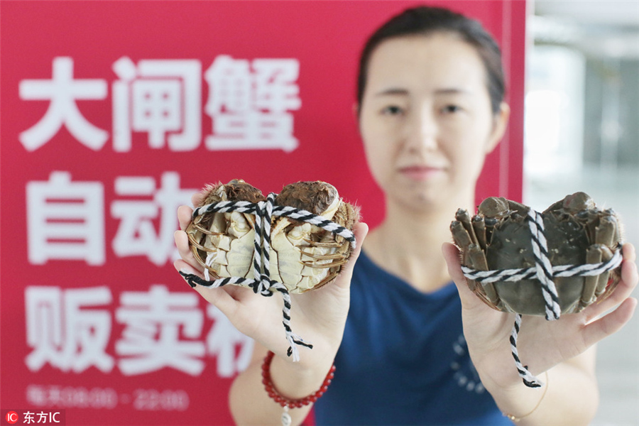 Customers rush to hairy crab vending machine