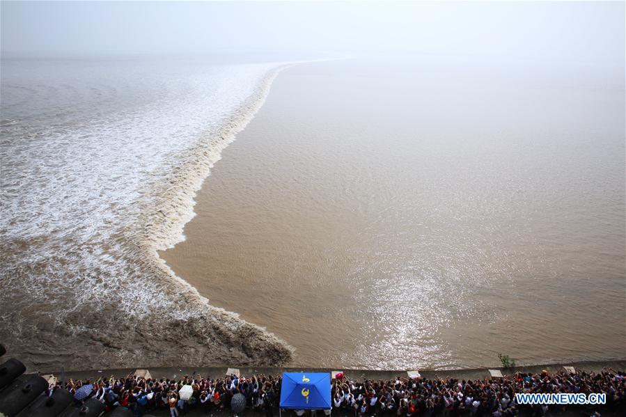 Qiantang tidal bore reaches peak